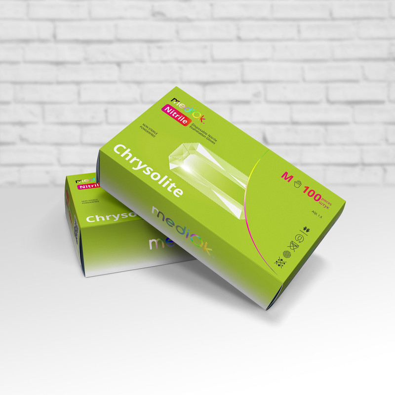 Рукавички оглядові mediOK Chrysolite, не стерильні, нітрилові, без пудри, розмір XL